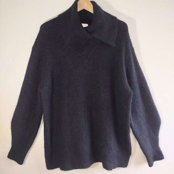 H&M Alpaca & Wool Cowl Neck Sweater Relaxed Fit Soft Knit Boho Indie Size Large - Picture 5 of 11